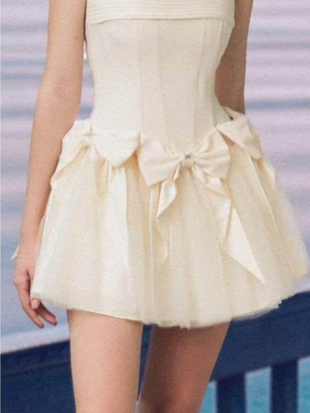 White Bow Detail Tulle Mini Dress bridal shower